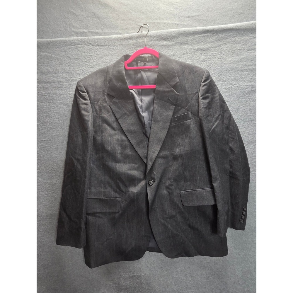 Towncraft Mens Gray Pinstripe Wool Blend‎ 2 Button Blazer Sport Coat Jacket